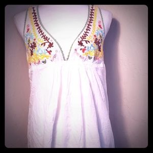 Twenty one , large white embroidered tunic dres